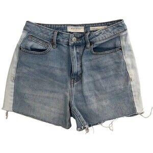 Pacsun mom shorts 26 2 high rise two tone light denim cut off zip #809